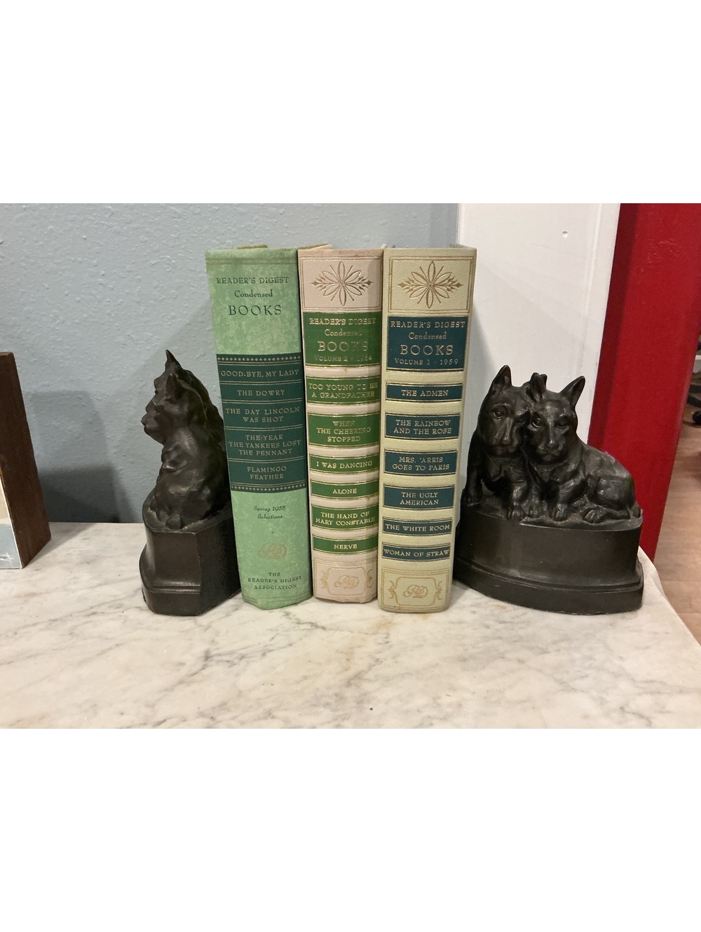 Antique NuArt Creations NYC Scottie Dog Bookends, Cast Metal, Art Deco